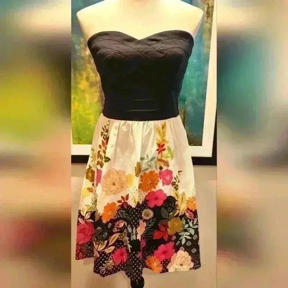 699h Trixxi Y2K Strapless Floral Fit & Flare Dress - Size 9